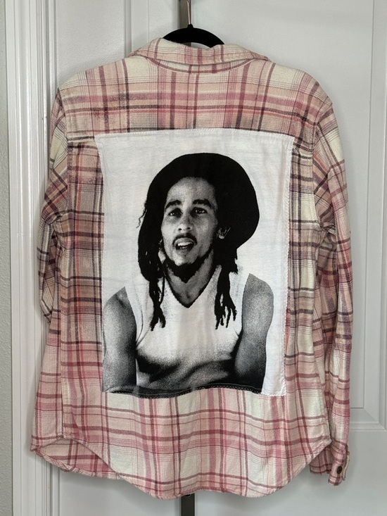 Tops - Custom Made Upcycled Bob Marley Plaid Button Down